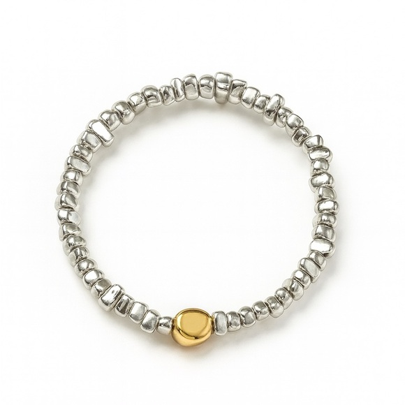 Anthropologie Jewelry - Trendy Silver Beaded Bracelet with Gold Accent
